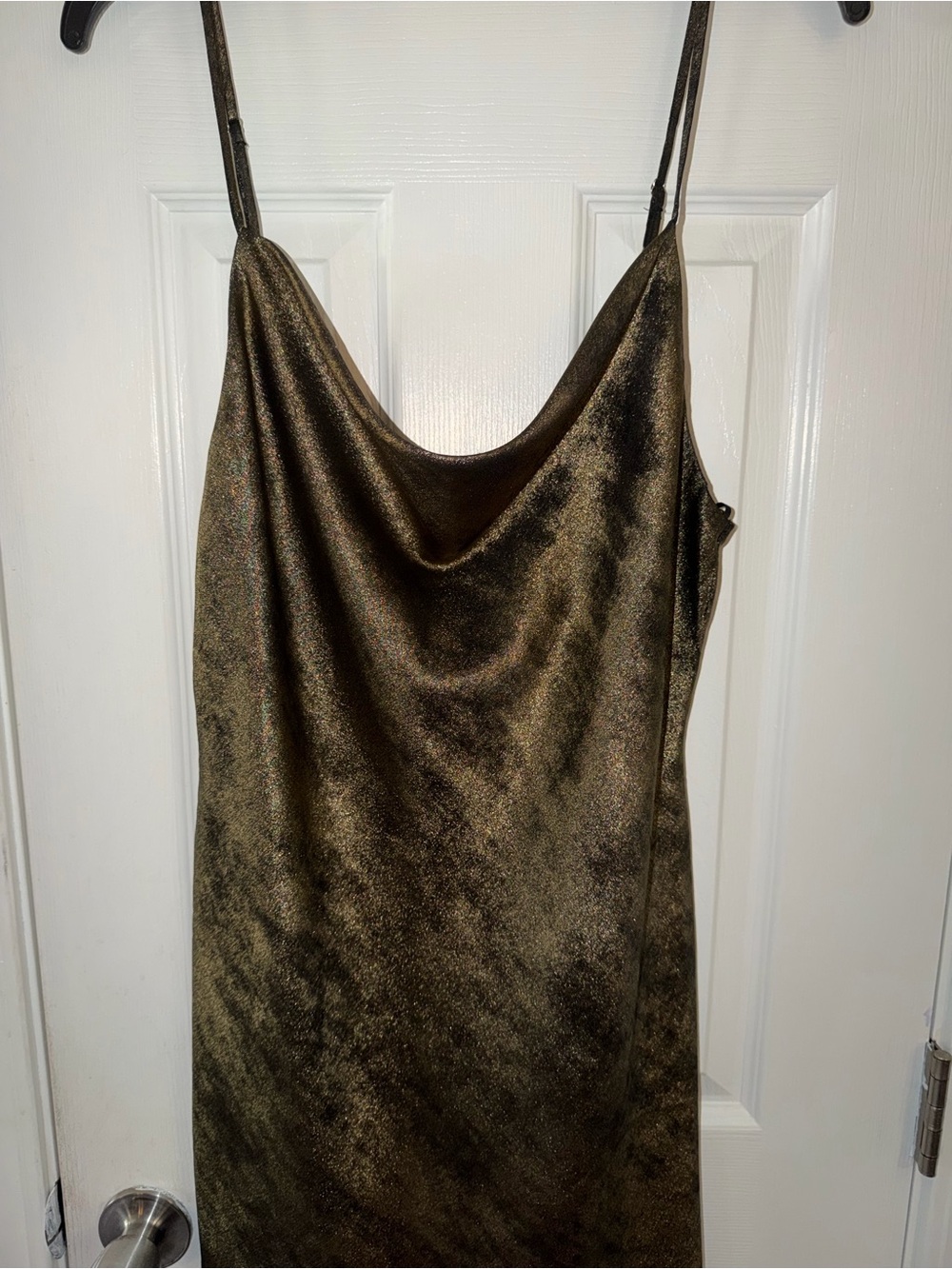 Forever 21 Metallic Olive Sheen Slip Dress - Picture 3 of 5